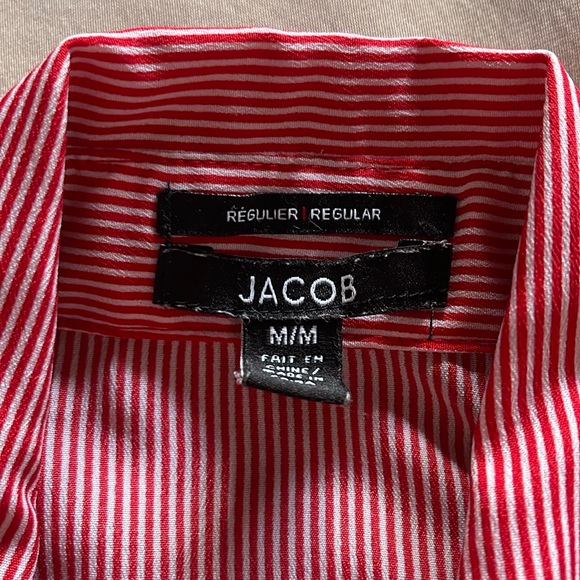 JACOB | Red Sleeveless Button-Up Top - Black Tie Detail - Picture 9 of 10